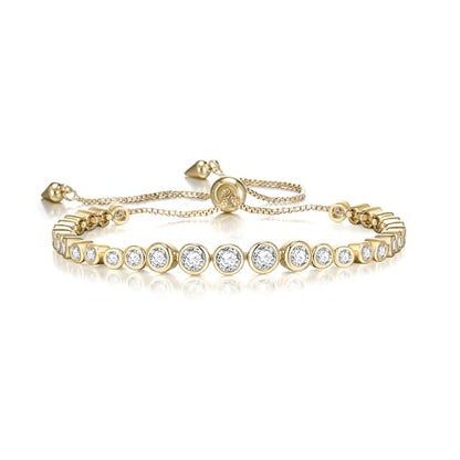 Crysdue Marquise Teardrop Cubic Zirconia Wedding Bridal & Prom Tennis Bracelets for Brides Bridesmaids, Silver/Gold/Rose Gold Plated Bracelet Gifts for Women - style: E_Gold