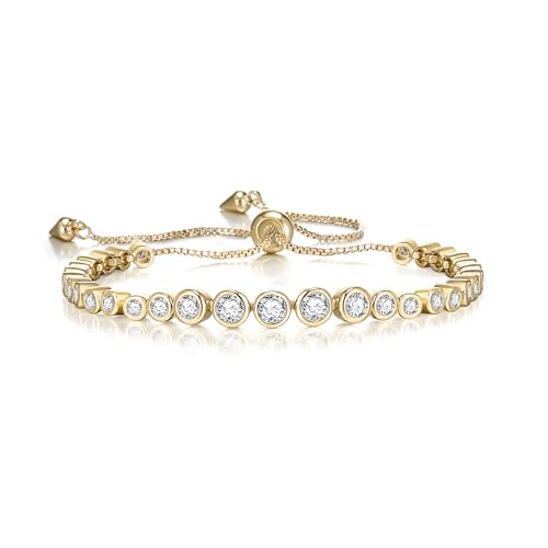 Crysdue Marquise Teardrop Cubic Zirconia Wedding Bridal & Prom Tennis Bracelets for Brides Bridesmaids, Silver/Gold/Rose Gold Plated Bracelet Gifts for Women - style: E_Gold
