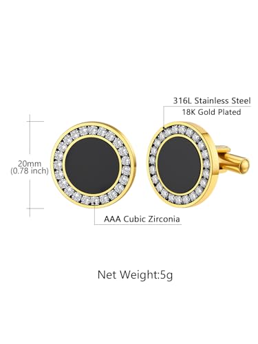 Custom4U Custom Photo Cufflinks for Men Father of the Bride Gifts - color: C-Black Onyx-Gold