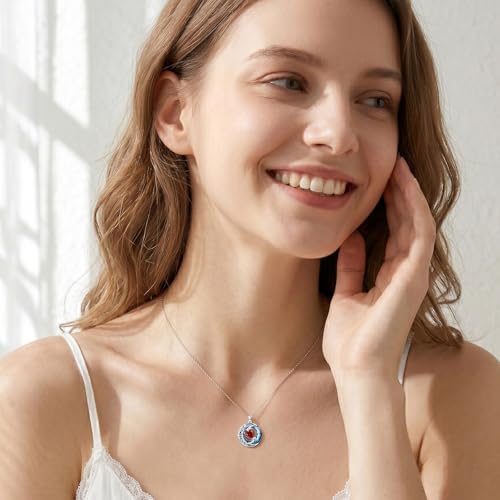 Birthstone Necklace for Women Crystal Moon and Star Pendant White Gold Celtic Moon Jewelry Birthday Graduation Gifts for Wife Her - style: Moon-1