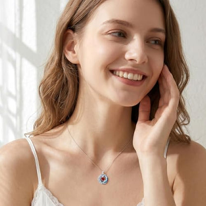 Birthstone Necklace for Women Crystal Moon and Star Pendant White Gold Celtic Moon Jewelry Birthday Graduation Gifts for Wife Her - style: Moon-1