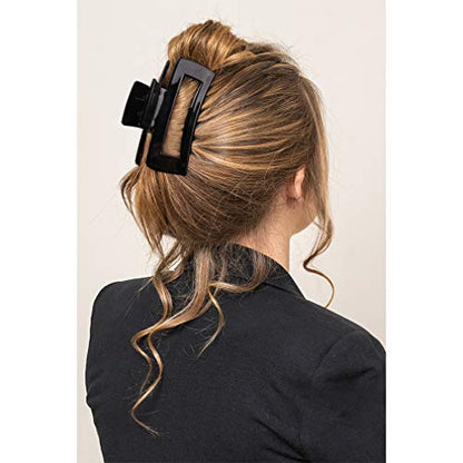 Canitor 4.1 Inche Large Hair Claw/Clips for Thick Hair, Acrylic, Banana Claw, Non-slip, Rectangular Jaw Big Gifts for Women, Girls - 4 PCS - color: black, amber, transparent, off white