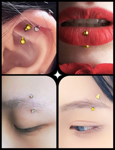 18G Internal Thread Eyebrow Piercing Jewelry Surgical Steel Curved Barbell Tiny Eyebrow Ring Vertical Labret Lip Jewelry Ear Rook Small Belly Button Ring for Women Men 6mm/8mm/10mm - color: 6/8/10mm Gold 18G Internal thread horseshoe ring