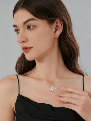 925 Sterling Silver Animal Necklace Heart Shape Dog/Rabbit/Cat Pendant Necklace for Women Animal Memorial Charm Jewelry Mother's Day Christmas Gifts - color: Weiner Dachshund-1
