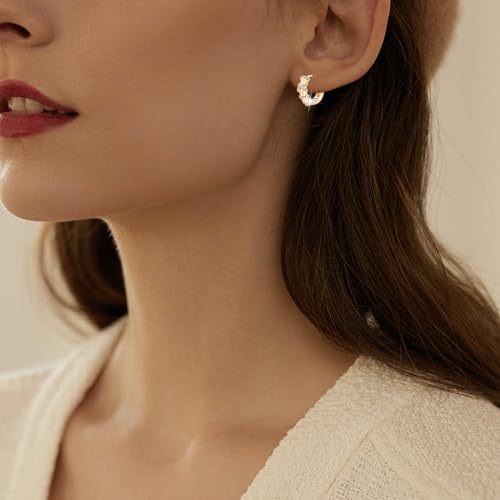 18K Crystal Heart Hoop Earrings for Women with Locket Design, White Crystal Cubic Zirconia Dangling Earrings Fine Jewelry Gifts for Her - color: Ring