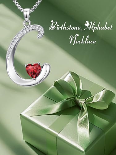 A to Z Initial Birthstone Pendant Necklaces Name Jewelry for Women | 18K White Gold Plated Personalized Alphabet Jewelry Anniversary Christmas Birthday Gifts for Wife Her Daughter Girlfriend - color: C Initial-01-Jan