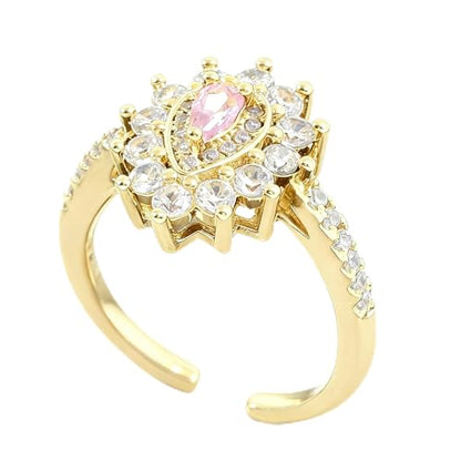 Gold-Plated Butterfly Rings - Vintage Snake Statement Rings with Cubic Zirconia for Women Adjustable Open Rings - style: Teardrop