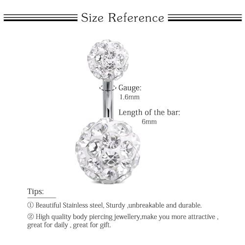 VCMART Belly Button Ring Short Bar Belly Ring Short Belly Button Rings Surgical Steel 6mm Belly Rings for Women Small Belly Button Piercing Navel Rings Piercing Jewelry - color: C1 -silver