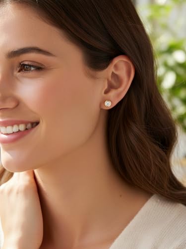 0.6-4 Carat 5A Cubic Zirconia/Simulated Emerald Sparkle Stud Earrings for Women, Hypoallergenic 925 Sterling Silver Posts, Anniversary Birthday Valentines Mothers Day Jewelry Gift - color: Yellow Gold, size: 1.00 Carat (0.50ct * 2)