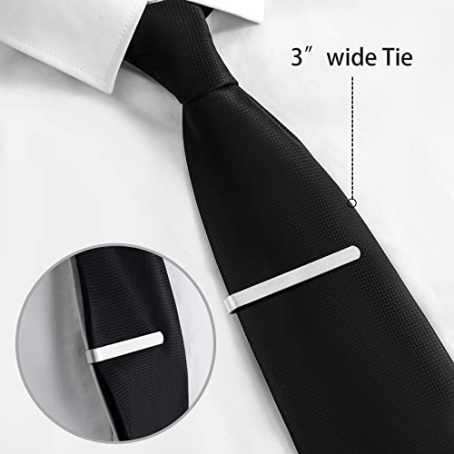 2.2/2.5 Inch Tie Clips for Men in Gift Box, Tie Bar Clip Set for Mens Regular Tie or Traditional Tie, Birthday Anniversary Christmas Gift - size: 2.5 Inch, style: 1PCS-Silver Brushed