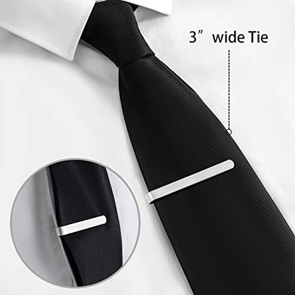 2.2/2.5 Inch Tie Clips for Men in Gift Box, Tie Bar Clip Set for Mens Regular Tie or Traditional Tie, Birthday Anniversary Christmas Gift - size: 2.5 Inch, style: 1PCS-Silver Brushed