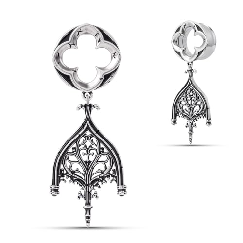 COOEAR Double Flared Ear Tunnels, Flesh Gauges for Ears, Screw Back Plugs Earrings Piercing Expander. - color: S8793G, size: 5/8"(16mm)