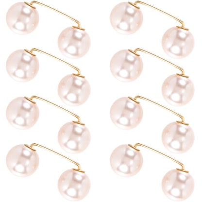 Pearl Brooches Pins, Faux Pearl Sweater Shawl Clip - color: Champagne, 8pcs