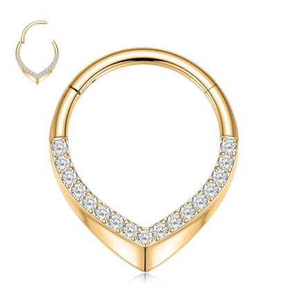 GAGABODY Daith Piercing Jewelry 16g Septum Ring Septum Jewelry Nose Hoop Daith Earring Surgical Steel Cartilage Earrings Hoop Helix Piercing Jewelry - color: 1pc Gold+ Water Droplets CZ