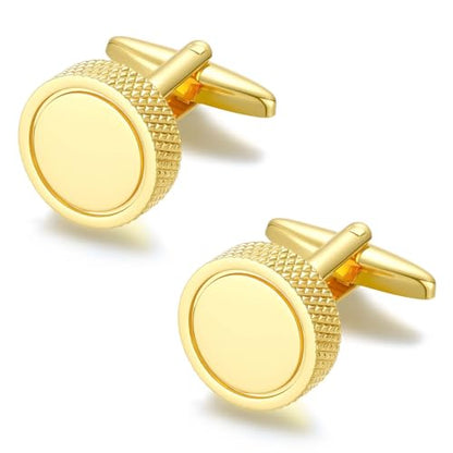 Cuff Links Mens Personalized Classic Round Cufflink Wedding Shirts Cufflinks for Men Jewelry Gifts - style: gold plated