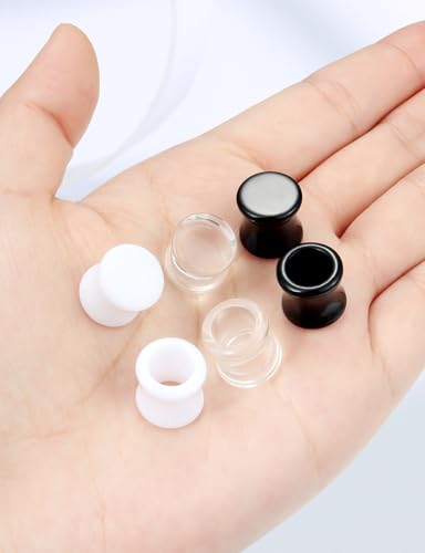 Ears Gauges Tunnels Plugs for Women Acrylic Solid Tunnel Ear Gauge Stretching Kit 6G to 1 1/4 Inch (4MM- 30MM) Expander Stretcher Plug Earrings Piercing Jewelry for Women Black White Clear - style: 00G, Black White Clear