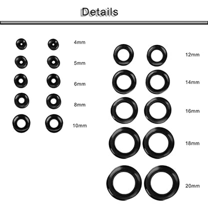 6G-25mm Thin & Thick Silicone Ear Gauges Stretching Kit Flexible Tunnels Plugs for Ear Expander Gauge Earlets Plug Set Gauges Kit - style: Black-Mix Size-6G-20mm