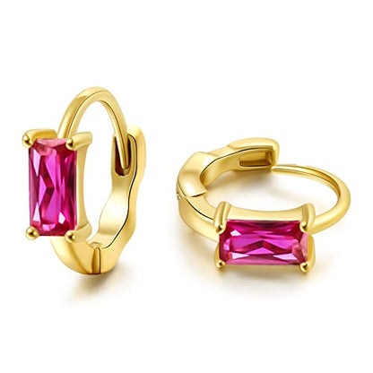 DAILY VIBES Dainty Butterfly Cross CZ Small Huggie Hoop Earrings for Women | Hypoallergenic, 14K Gold Plated Hoops, Tiny Cubic Zirconia, Cartilage Hoop Earrings for Women Trendy - color: Rose Red