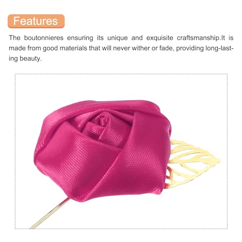 MECCANIXITY Groom Boutonnieres Rose Boutonnieres Pins for Wedding - color: Rose Red