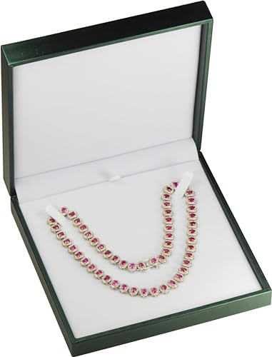 Green Big Necklace Chain Jewelry Gift Box Luxury Soft Touch PU Leather | A large pendant storage holder case for women men wedding engagement giftgiving(not big enough for chunky necklaces) - color: Green PU Big Necklace Box