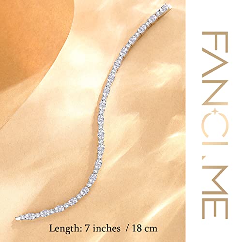 FANCIME Glamour Radiance Sterling Silver Birthstone Tennis Bracelets 7" | Charm Fine Jewelry Birthday Gifts for Women - color: Cubic Zirconia