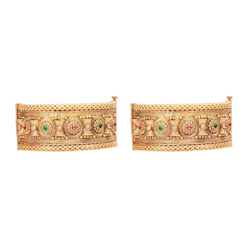 Efulgenz Indian Bridal Wedding Bollywood Big Broad Bracelet Bangle Set - color: Gold Multi, size: 2-8