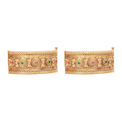 Efulgenz Indian Bridal Wedding Bollywood Big Broad Bracelet Bangle Set - color: Gold Multi, size: 2-8