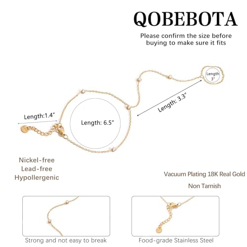 Hand Chain Bracelet Stainless Steel Gold Handchain Bracelets | Non Tarnish Handchain Bracelet for Women Summer Essentials Gold Link Bracelet Beach Waterproof Jewelry - color: Gold 5 Cubic Zirconia