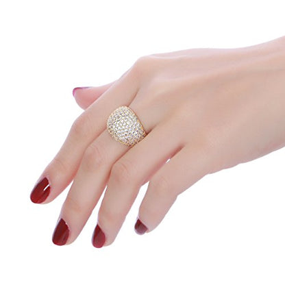 Diamond Accent Dome Ring - Sliver Fashion Rings for women Big Hollow Women Wedding Band Cubic Zirconia Statement Rings for women 5-11 - color: Yellow