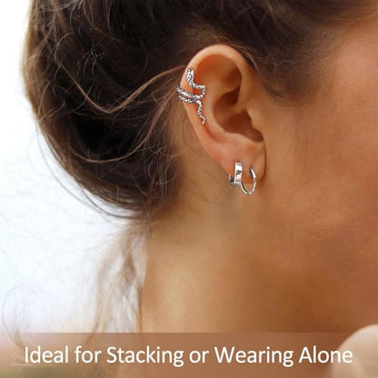 ChicSilver 925 Sterling Silver Ear Cuffs Non-Piercing Cartilage Earrings: Various Styles, Conch Cuffs (with Gift Box) - style: A: Snake Cuff