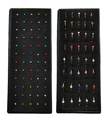 Tornito 100Pcs Bone Nose Studs Stainless Steel Multicolor Cubic Zirconia Nose Rings Stud Hoop Tragus Cartilage Nose Ring Labret Nose Piercing Pin Jewelry for Women Men 1.5mm 2mm 2.5mm 20G 22G - style: G:60Pcs 1.5mm CZ+40Pcs 8mm Nose hoop