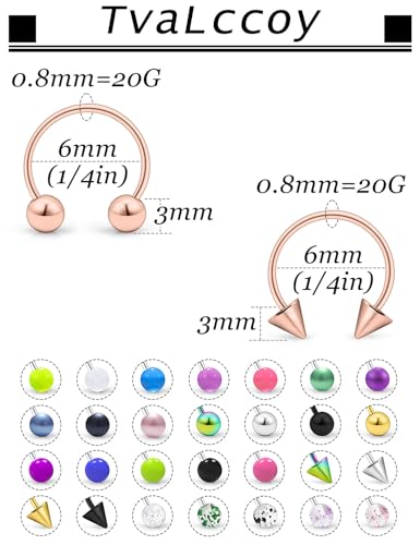 20/18/16/14G Horseshoe Septum Nose Lip Rings Smile Piercings 6/8/10/12/14/16mm Cartilage Helix Daith Earrings Surgical Steel Jewelry for Women Men - size: 20g*1/4in(6mm)