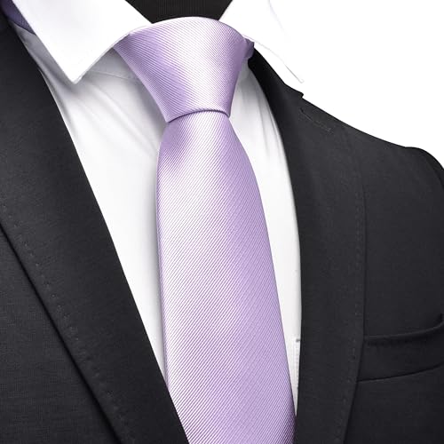 GUSLESON Classic New 3.15"（8cm） Men's Solid Color Necktie Wedding Business Tie + Gift Box - color: Lavender Lilac