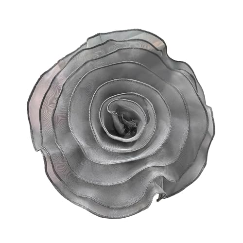 10inch Extra Large Flower Brooch Pin for Women Fashion Dainty Organza Satin Fabric Big Camellia Brooches Lapel Pins Wedding Dance Party Dress Accessories Exaggerated Jewelry Gift - color: 10 inch Grey