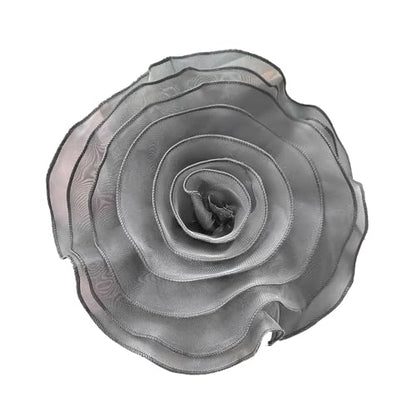 10inch Extra Large Flower Brooch Pin for Women Fashion Dainty Organza Satin Fabric Big Camellia Brooches Lapel Pins Wedding Dance Party Dress Accessories Exaggerated Jewelry Gift - color: 10 inch Grey