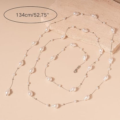 Pearls Necklaces for Women-18K Gold Plated Layered Gold Pearl Necklaces Dainty White Pearls Choker Necklace Chain Pearl Necklace for Women Elegant Valentines Gifts - color: Silver Pearl-1