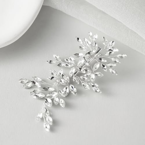 SWEETV Wedding Hair Comb Pieces Bridal Combs Bride Hair Accessories Clip | Rhinestone Hair Pieces Crystal Bridal Side Combs Elegant Wedding Hair Clip Wedding Hair Pieces for Women Girls Bridesmaid - color: Silver-B