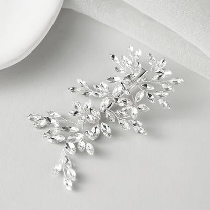 SWEETV Wedding Hair Comb Pieces Bridal Combs Bride Hair Accessories Clip | Rhinestone Hair Pieces Crystal Bridal Side Combs Elegant Wedding Hair Clip Wedding Hair Pieces for Women Girls Bridesmaid - color: Silver-B