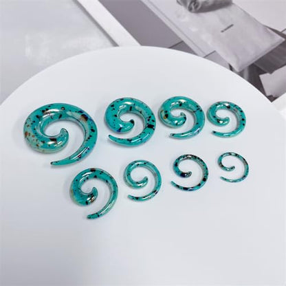 Acrylic Spiral Snail Ear Tapers Plugs Tunnels Expander Gauges Twist Earrings Stretching Hanger Body Piercings Jewelry 2 Pairs Set Purple Green Color Y2K Jewelry - size: 00g (10mm)