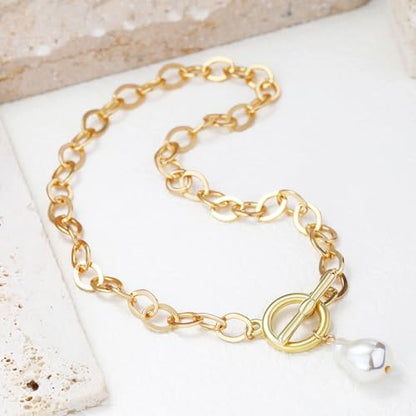 Charm Necklace for Women Gold Evil Eye Sun Moon Flower Coin Pendant Necklace Dainty Paperclip Chain Vintage Luck Amulet Choker Necklaces Celestial Jewelry Gift - style: Pearl