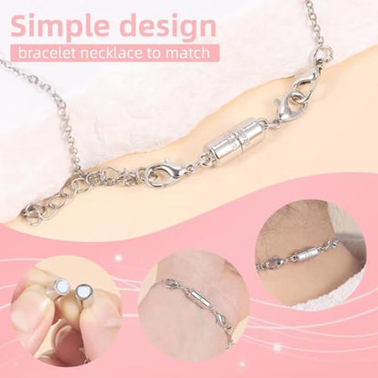 Magnetic Jewelry Clasps, 925 Sterling Silver, Strong Magnetic Closures for Necklaces and Bracelets (3pcs Silvery) - color: 3pcs silvery