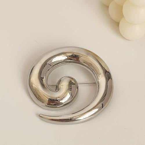 Minimalist Snail Brooch Pin Gold/Silver Plated Twist Lapel Pins Jacket Blazer Suit Hat Bag Accessories Jewelry for Women Men (Silver)