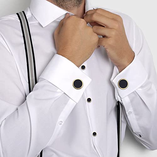 HAWSON Fashion Mother-of-Pearl Tuxedo Shirt Button and Cufflink Set, Specially Designed for Wedding Business - color: Gold Tone-Black Onxy