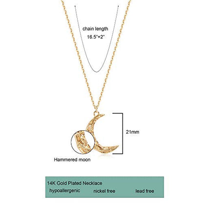 Valloey Rover Gold Necklaces for Women | Dainty 14K Gold/Sterling Silver Plated Cubic Zirconia Star Moon Pendant Necklaces Twist Rope Chain Simple Jewelry for Women - style: CZ-Moon
