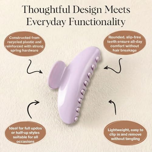 4Pcs Large Claw Hair Clips for Women, 4-Inch Durable Hair Claw Clips Smooth & Easy to Wear|No Snagging & a Secure Grip, Fashion Hair Accessories for Thin & Medium Thick Hair(Purple Pink Blue Begie) - color: Group 3
