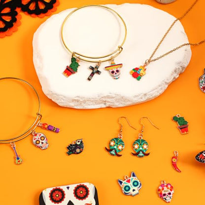 40 Pcs/20 Pairs Dia De Los Muertos Charms for Jewelry Making | Dia De Los Muertos Charms for Jewelry Making, Metal Day of the Dead Pendants, for DIY Earrings Bracelets Necklaces Crafts - style: Dia De Los Muertos
