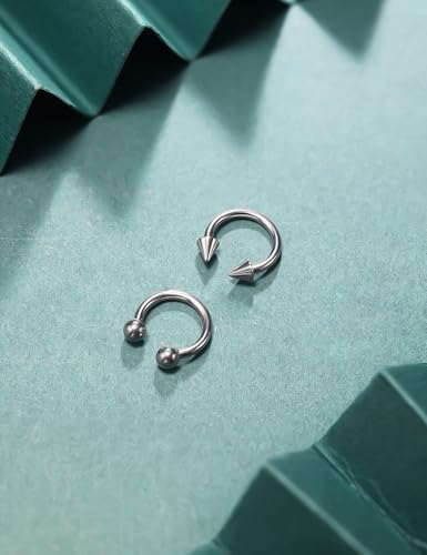 F136 Titanium 20/18/16/14/12/8/4/2g Septum Nose Rings Gauge Earrings Lip Rings Prince Albert Jewelry Internally Threaded Horseshoe Hoop Piercings - size: 14g*10mm
