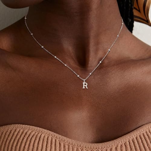 Initial Necklaces for Women, Dainty A-Z Pendant Letter Charm Necklace Personalized Name Necklaces for Women Trendy Jewelry Gift - color: A, style: Silver