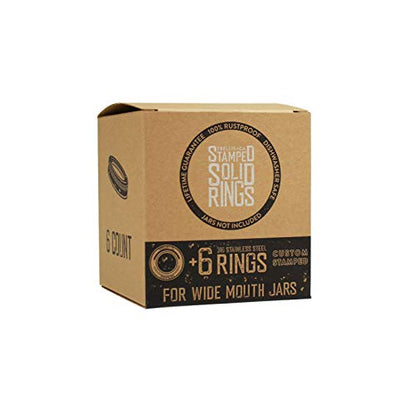 Trellis + Co.Stamped Stainless Steel Wide Mouth Mason Jar Replacement Rings | Bands / Tops Durable & Rustproof For Pickling, Canning, Storage (6 Pack) - size: 6 Pack
