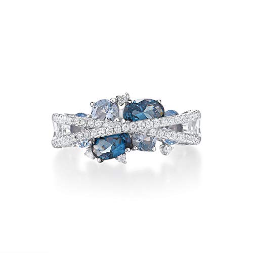 Santuzza 925 Sterling Silver Twist Ring White Cubic Zirconia Rings - color: [A]Blue